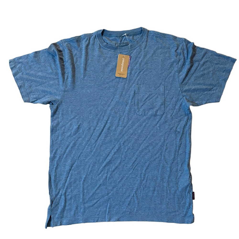 Patagonia Light Blue striped  Short Sleeve Tee
